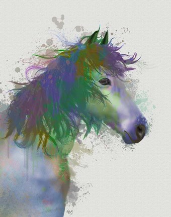 Framed Horse Portrait 1 Rainbow Splash Print