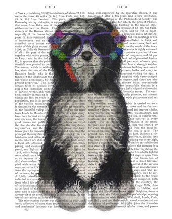 Framed Tibetan Terrier Flower Glasses Print