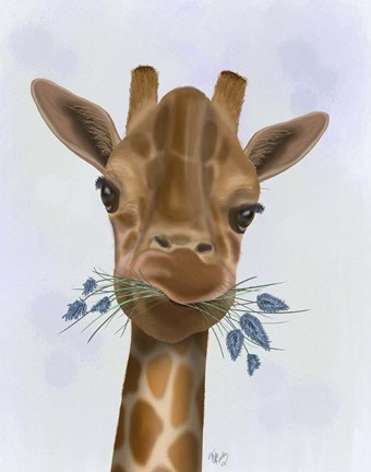 Framed Chewing Giraffe 2 Print
