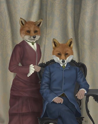 Framed Fox Couple Edwardians Print