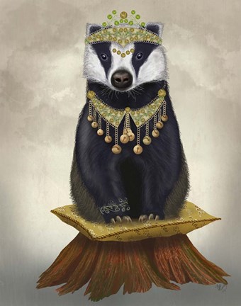 Framed Badger with Tiara, Full Print