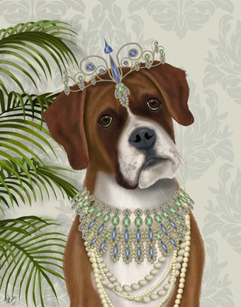 Framed Boxer and Tiara, Portrait Print