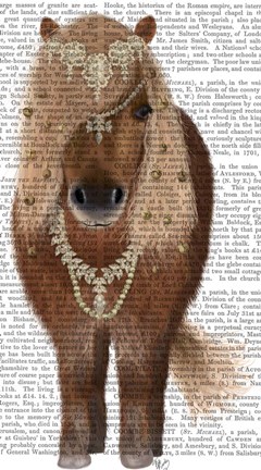 Framed Horse Brown Pony with Bells, Full Print