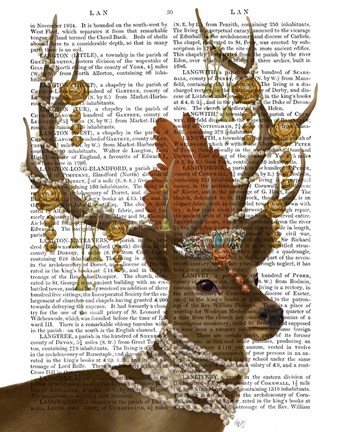 Framed Deer with Gold Bells Print