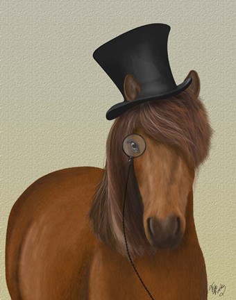 Framed Horse Top Hat and Monocle Print