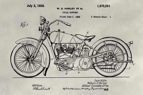Framed Patent--Motorcycle Print