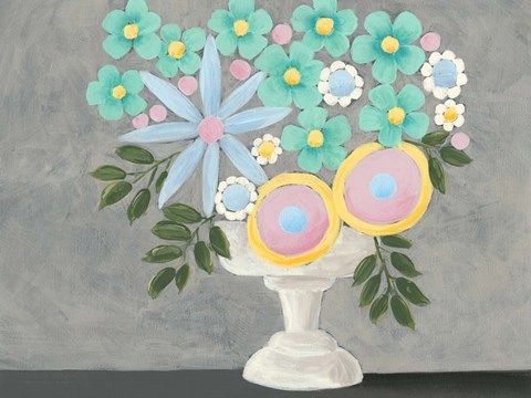 Framed Nouveau Flowers I Print