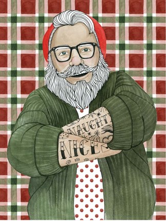 Framed Hipster Santa II Print