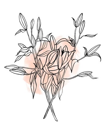 Framed Lilies on Pink I Print