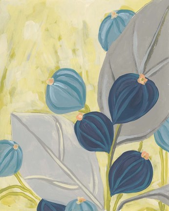 Framed Navy &amp; Citron Floral I Print