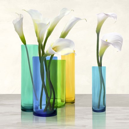 Framed Callas in crystal vases II (detail) Print