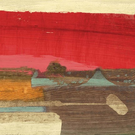 Framed Moon Rising from the Crimson Sky II Print