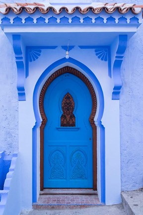 Framed Morocco, Chefchaouen A Traditional Door Print