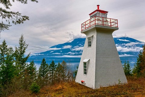 Framed Pilot Bay Lighthouse At Pilot Bay Provincial Park, British Columbia, Canada Print