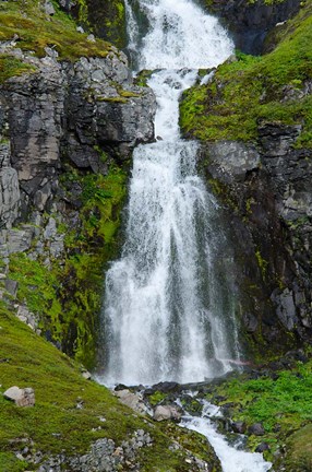 Framed Iceland, Westfjords, Jokulflrdir, Lonagfjordur Nature Reserve Remote Fjord Waterfall Print