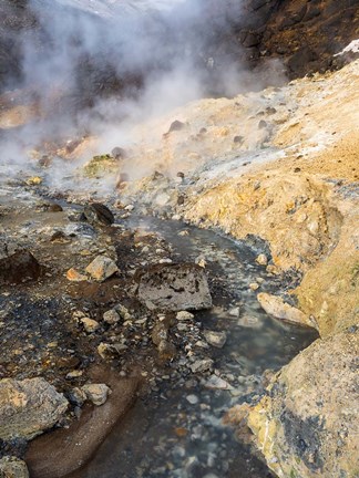 Framed Geothermal Area Seltun Heated By The Volcano Krysuvik On Reykjanes Peninsula During Winter Print