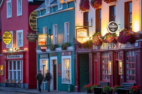Framed Pubs Along Strand Street, Dingle, County Kerry, Republic Of Ireland Print
