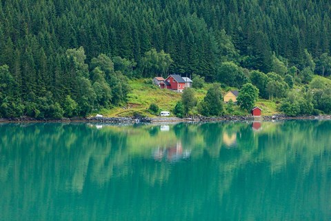 Framed Wooden Farmhouses Architecture Olden Norway Print