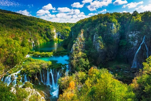 Framed Travertine Cascades On The Korana River, Plitvice Lakes National Park, Croatia Print