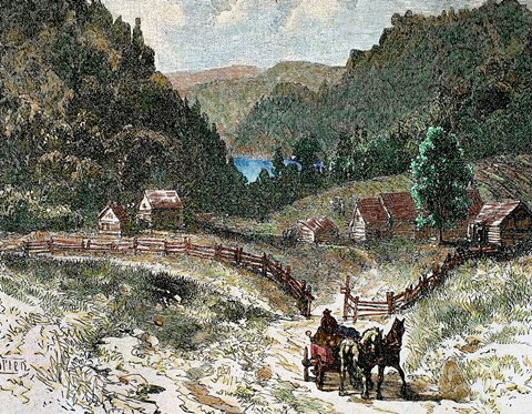 Framed Canadian Landscape In The Eighteenth Century 19th-Century Print