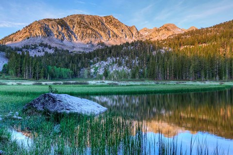 Framed California, Sierra Nevada Mountains Calm Reflections In Grass Lake Print