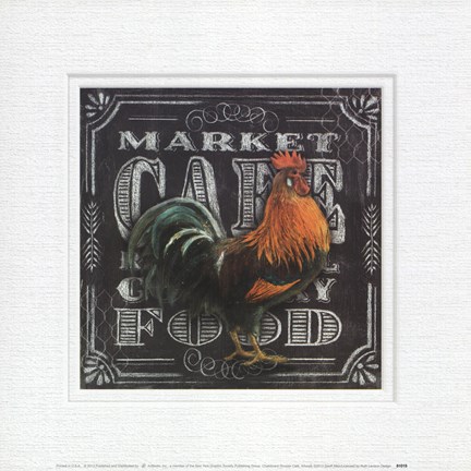Framed Chalkboard Rooster Cafe Print