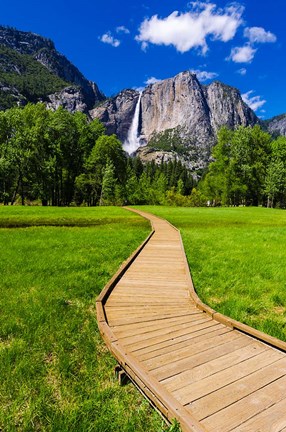 Framed Boardwalk Headed To Yosemite Falls Print