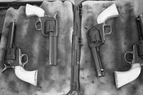 Framed Guns On Display For A Cowboy Mounted Shooting Competition Print