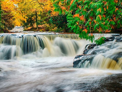 Framed Bond Falls On The Middle Fork Of The Ontonagon River Print