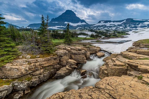 Framed Snowmelt Stream In Glacier National Park, Montana Print