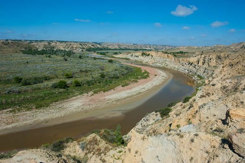 Framed Brown River Bend In The Roosevelt National Park, North Dakota Print