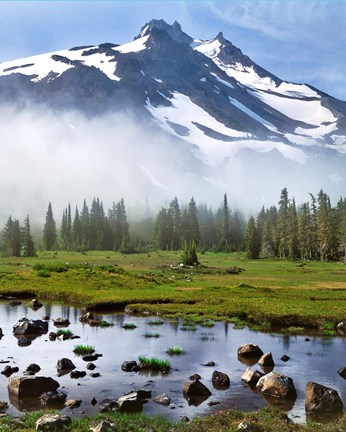 Framed Mt Jefferson In Early Morning Light, Oregon Print