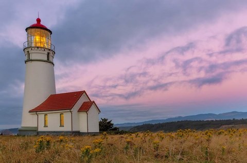 Framed Oldest Lighthouse At Cape Blanco State Park, Oregon Print