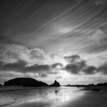 Framed Harris Beach State Park At Sunset, Oregon (BW) Print