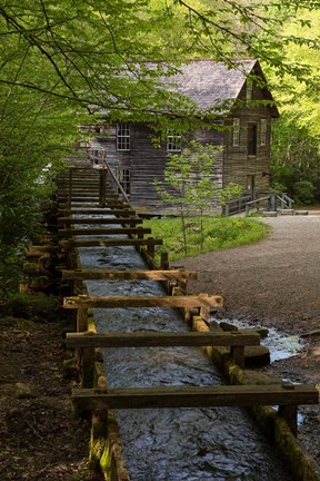 Framed Wooden Flume Directs Water Towards Mingus Mill Print