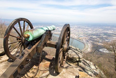 Framed Cannon Perched On Lookout Mountain, Tennessee Print