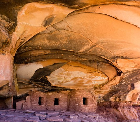 Framed Fallen Roof Ruin In Road Canyon, Utah Print