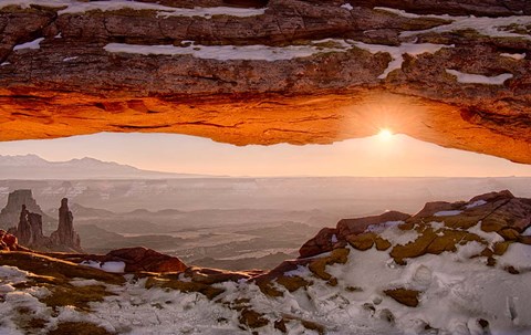 Framed Sunrise At Mesa Arch, Canyonlands National Park, Utah Print