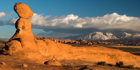 Framed Sunset On A Balanced Rock Monolith, Arches National Park Print