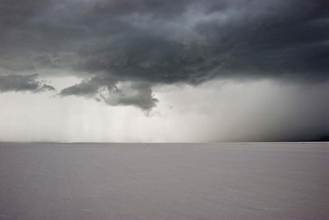 Framed Approaching Thunderstorm At The Bonneville Salt Flats, Utah (BW) Print