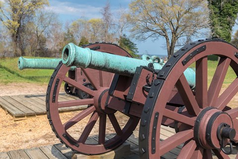 Framed Cannon On Battlefield, Yorktown, Virginia Print