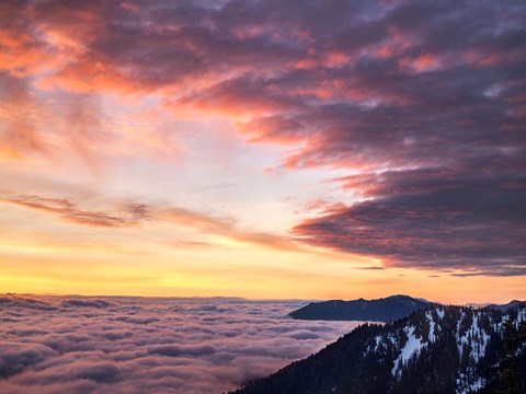 Framed Dawn On Hurricane Ridge Road, Washington Print