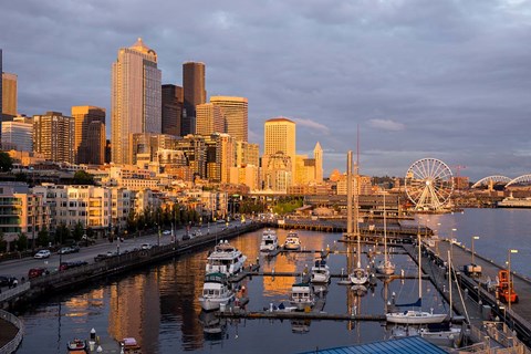Framed Seattle Skyline From Pier 66, Washington Print