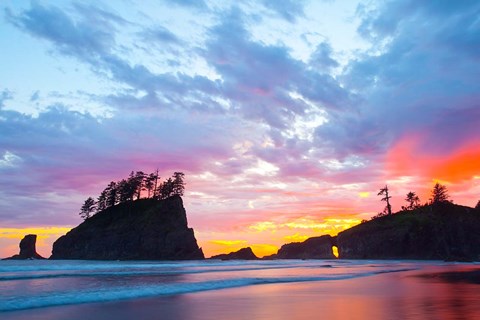 Framed Second Beach At Sunset, Washington State Print