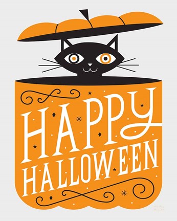 Framed Festive Fright Cat Print