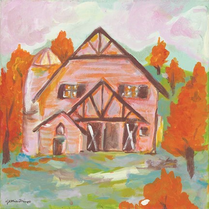 Framed Pink Cloud Barn Print