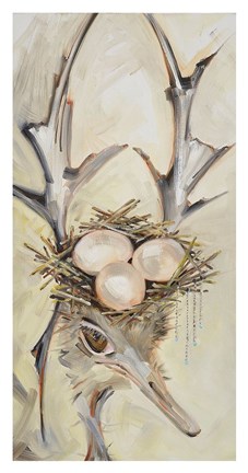 Framed Ostrich with Antlers Print