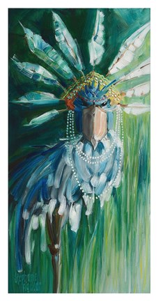 Framed Stork with Feathered Crown Print