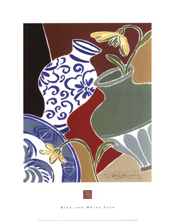 Framed Blue and White Vase Print