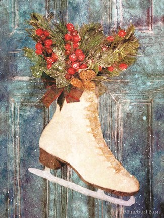 Framed Winter Skate with Floral Spray Print
